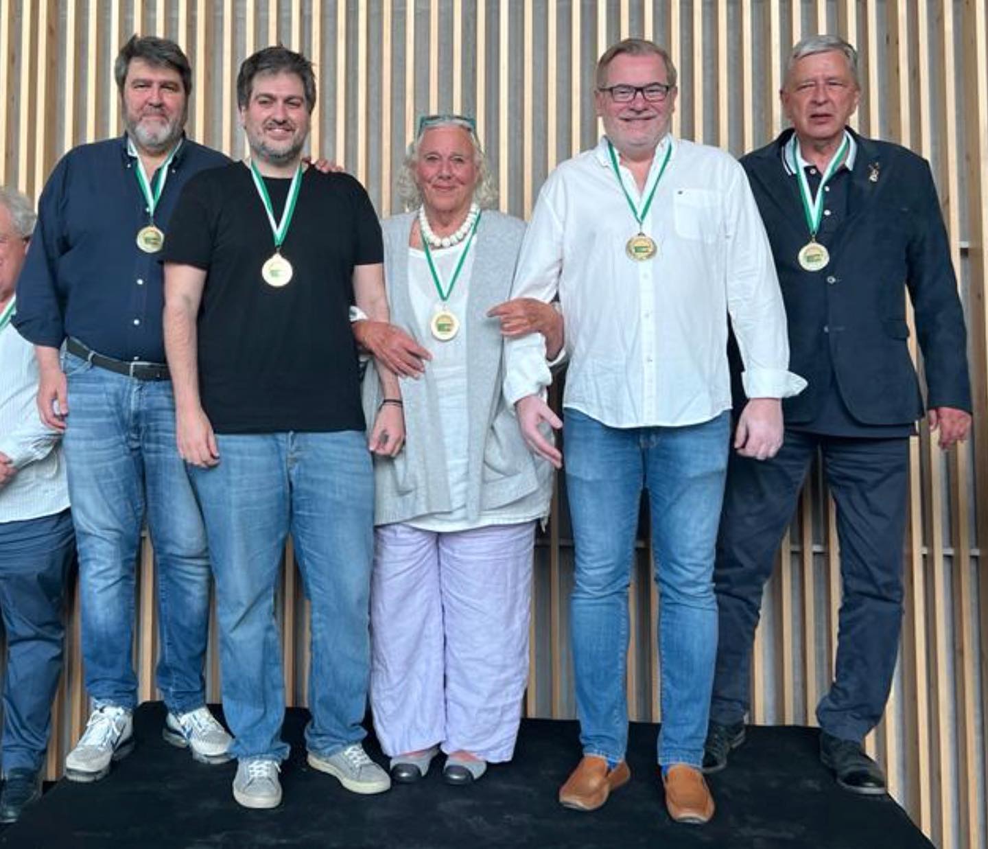European Transnational Gold Medal in Strasbourg — Nikos Delimpaltadakis, Vasilis Vroustis, Kiki Ward-PLatt, Jacek Pszczola,  Andrzej Jaszczak