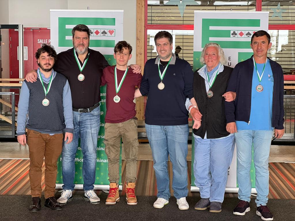European Winter Games Silver Medal in Tignes — Giacomo Percario, Nikos Delimpaltadakis, Giovani Donati, Vasilis Vroustis, Kiki Ward-PLatt, Franck Multon
