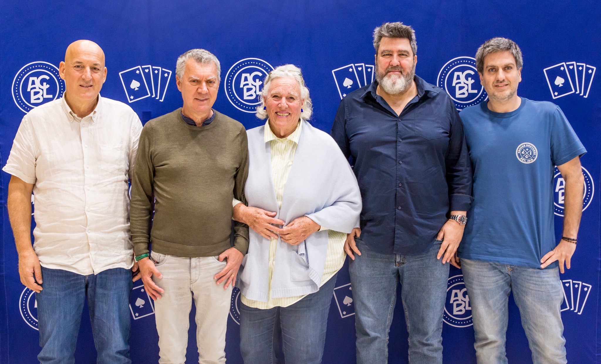 Spingold Team Photo in Toronto — Leonardo Cima, Giorgio Duboin, Kiki Ward-PLatt, Nikos Delimpaltadakis, Vasilis Vroustis